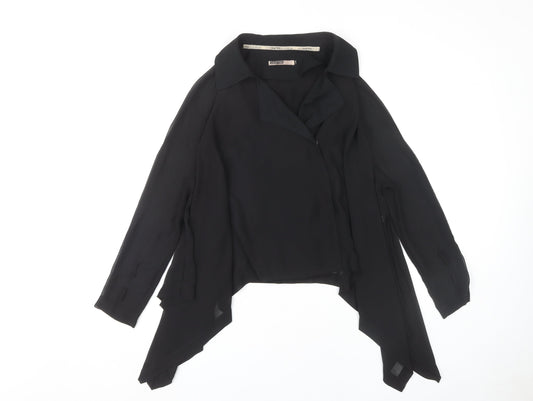 Womens UK Size 8 Crafted Black Basic Blouse