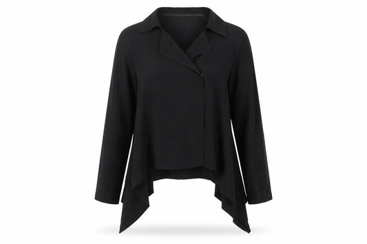 Womens UK Size 8 Crafted Black Basic Blouse