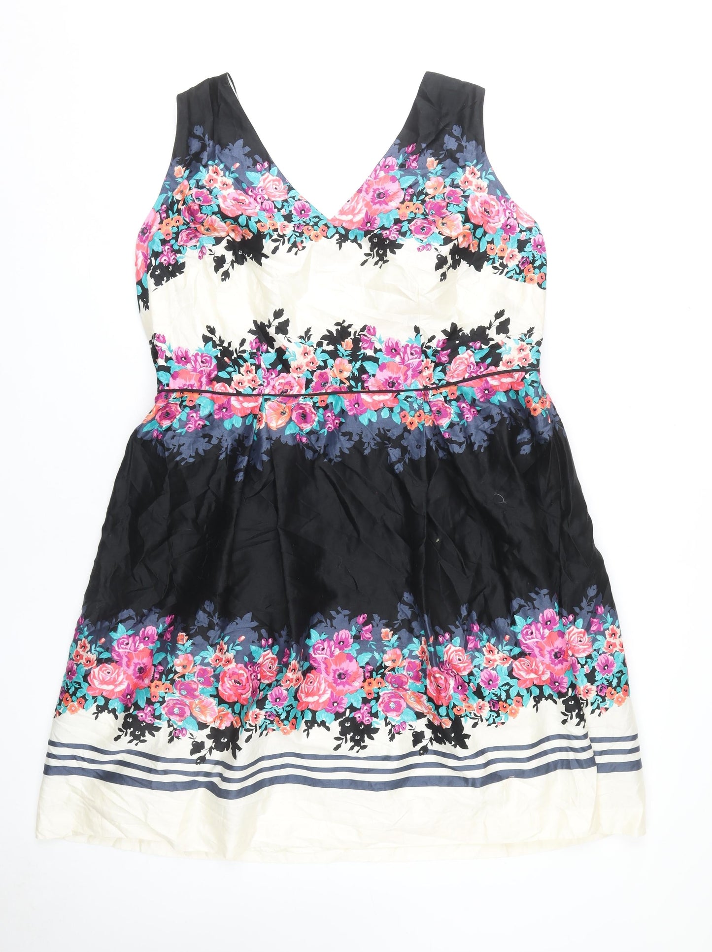 Monsoon Women's Floral Dress, Size 22, Multicoloured V-Neck