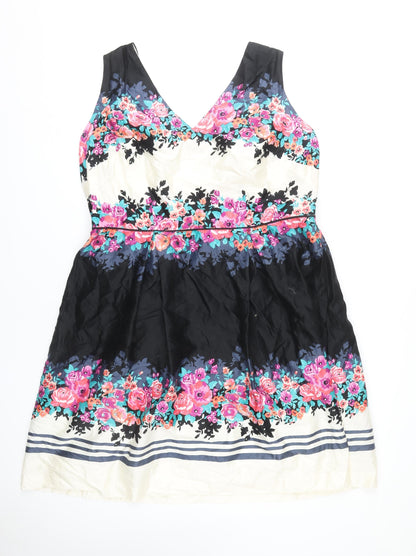 Monsoon Women's Floral Dress, Size 22, Multicoloured V-Neck