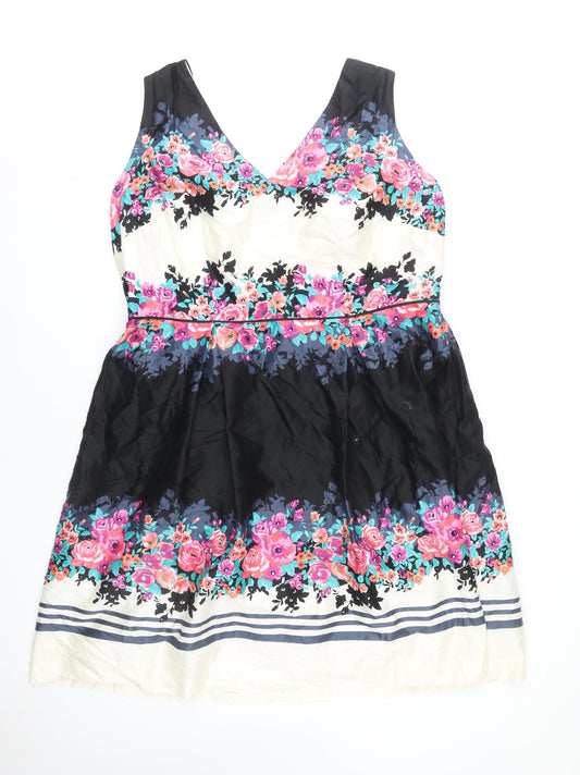 Monsoon Women's Floral Dress, Size 22, Multicoloured V-Neck