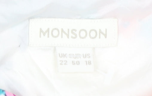 Monsoon Women's Floral Dress, Size 22, Multicoloured V-Neck