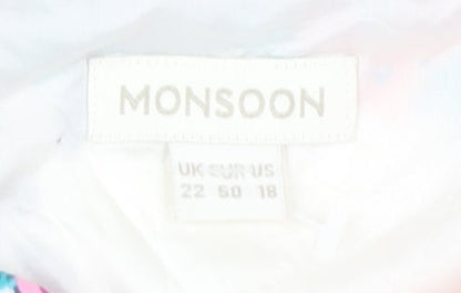 Monsoon Women's Floral Dress, Size 22, Multicoloured V-Neck