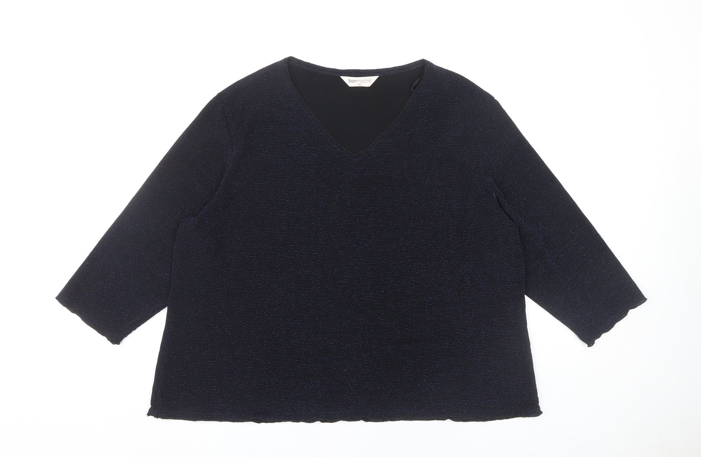 Bonmarché Women's Black XL V-Neck Top