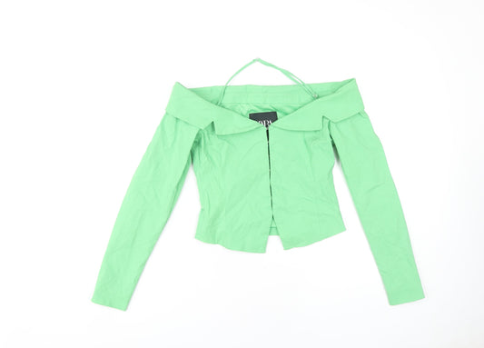 Womens UK Size S Zara Green Cropped Blouse