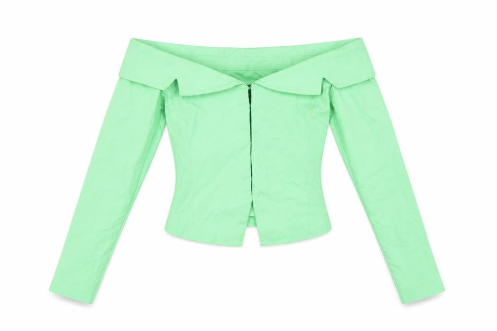 Womens UK Size S Zara Green Cropped Blouse