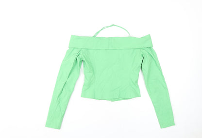 Womens UK Size S Zara Green Cropped Blouse