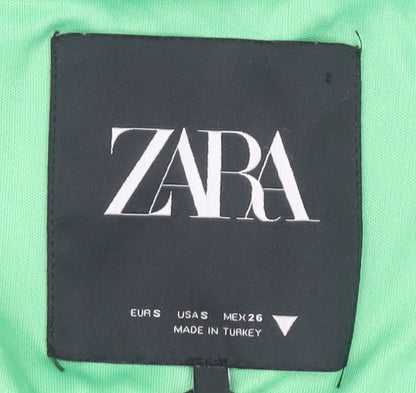 Womens UK Size S Zara Green Cropped Blouse