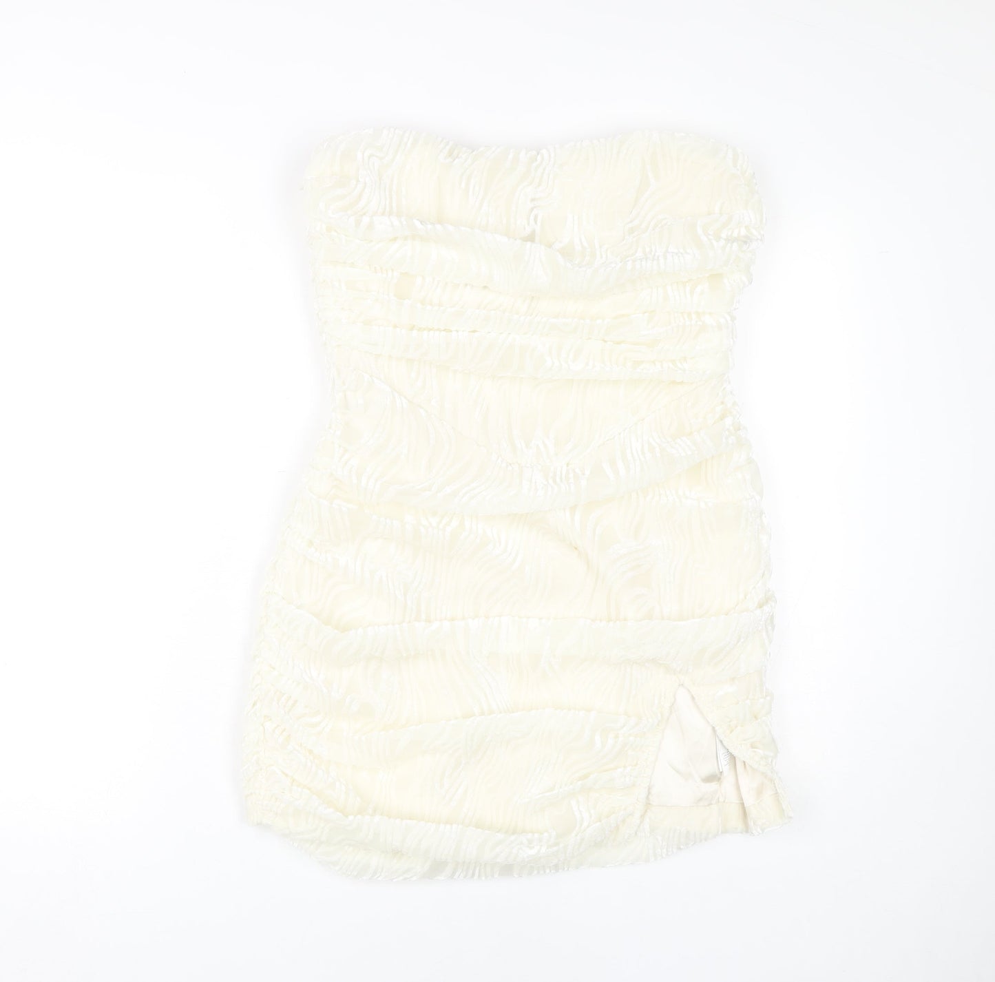 PrettyLittleThing Ivory Sheath Dress, Size 12, Party Glam