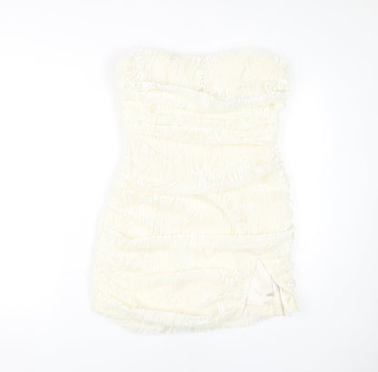 PrettyLittleThing Ivory Sheath Dress, Size 12, Party Glam