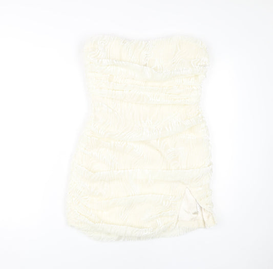 PrettyLittleThing Ivory Sheath Dress, Size 12, Party Glam