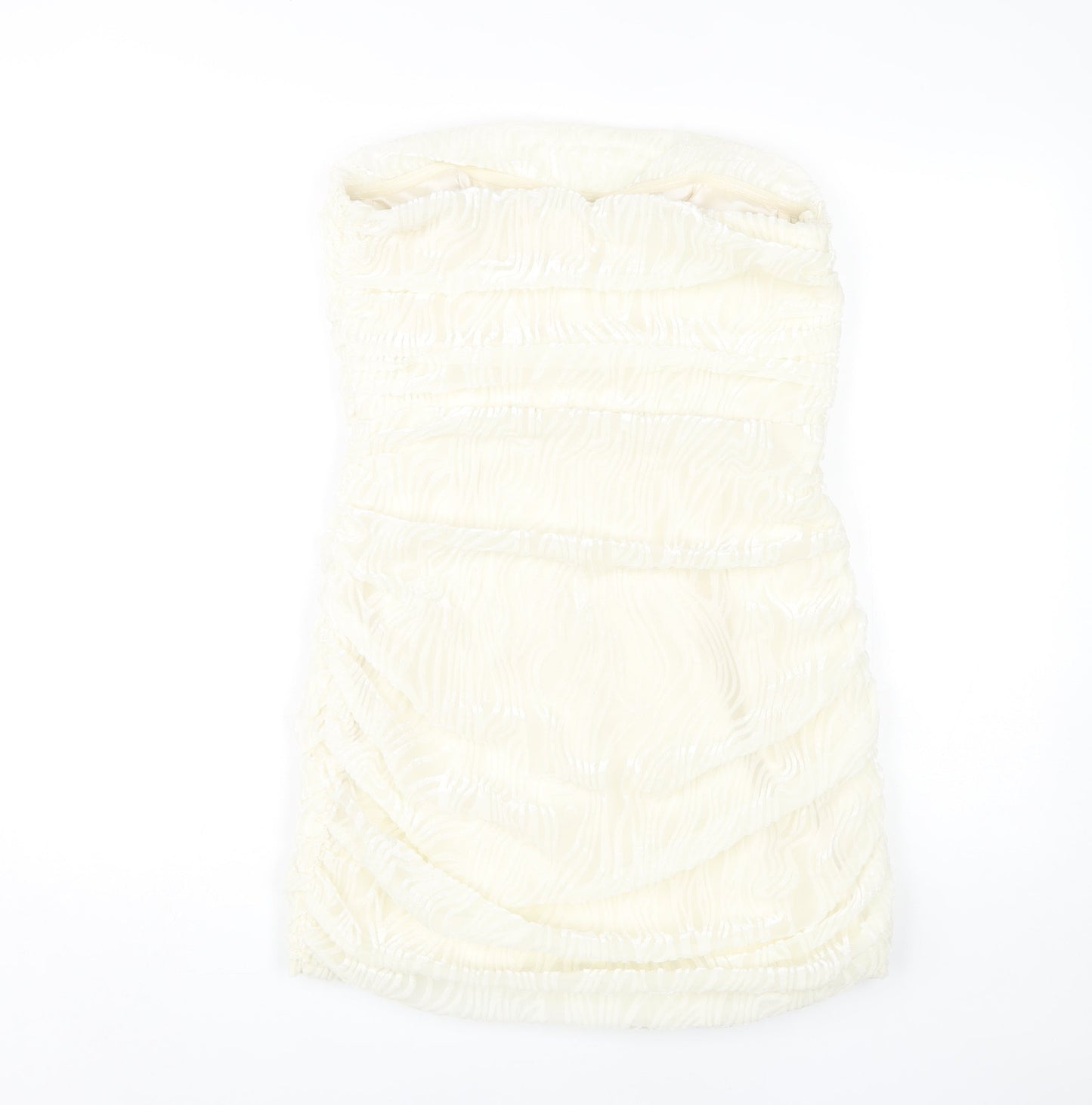 PrettyLittleThing Ivory Sheath Dress, Size 12, Party Glam