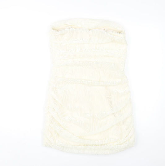 PrettyLittleThing Ivory Sheath Dress, Size 12, Party Glam