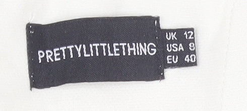 PrettyLittleThing Ivory Sheath Dress, Size 12, Party Glam