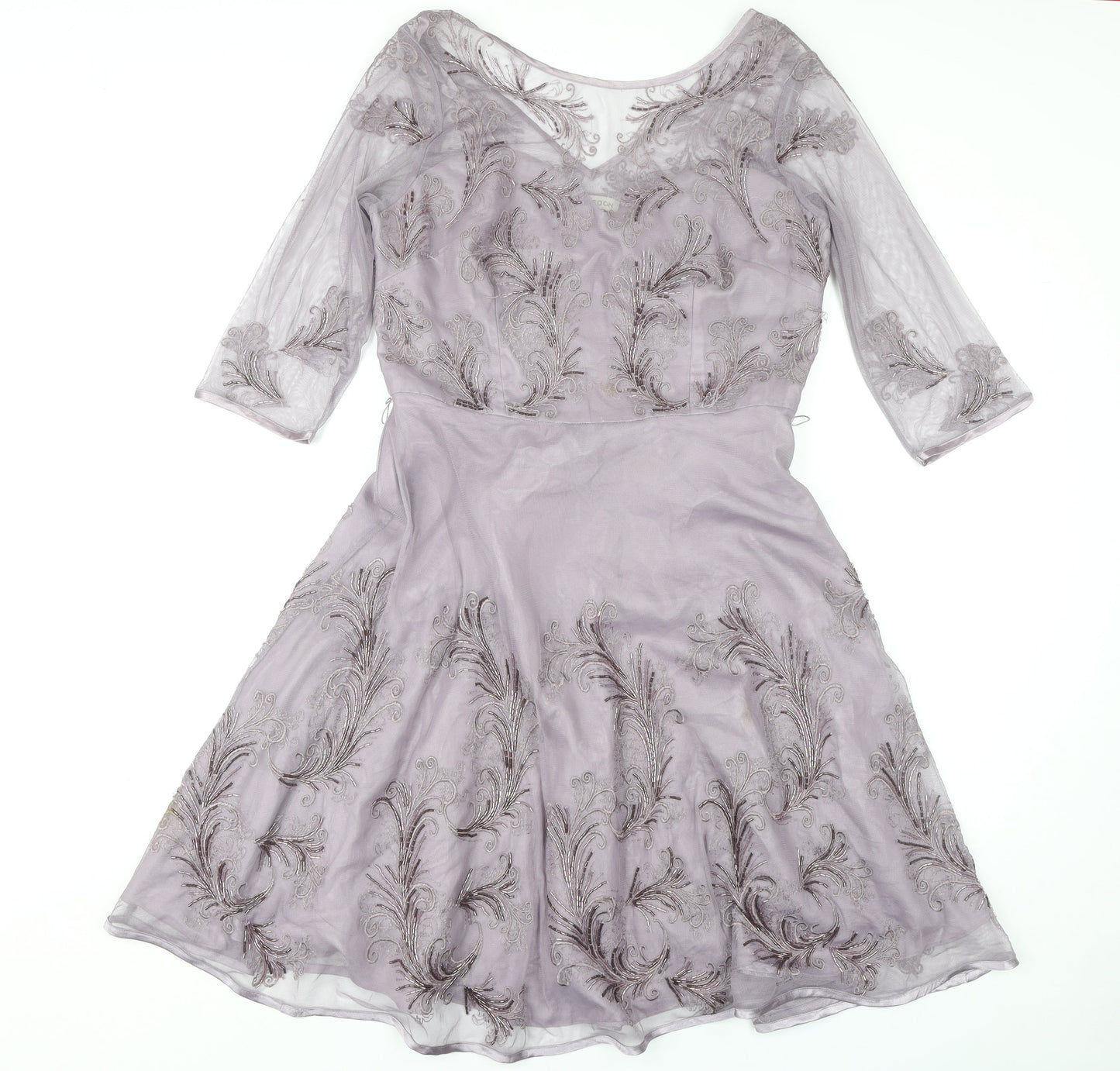 Monsoon Women's Purple V-Neck Cocktail Dress Size 14