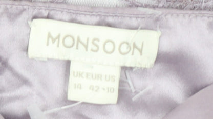 Monsoon Women's Purple V-Neck Cocktail Dress Size 14