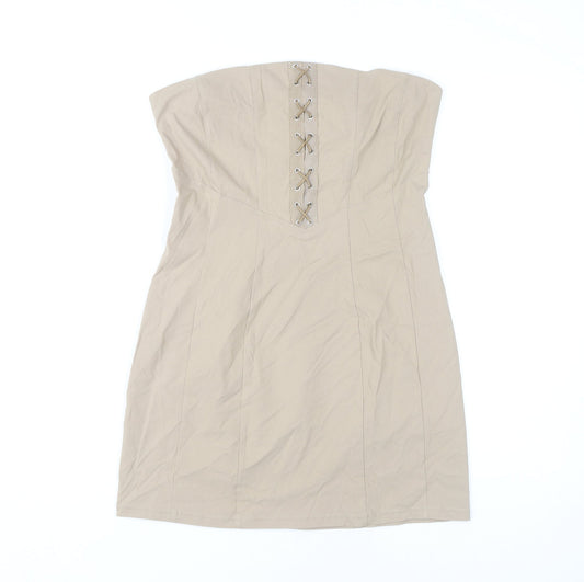 Urban Outfitters Women's Beige Strapless Short Dress M