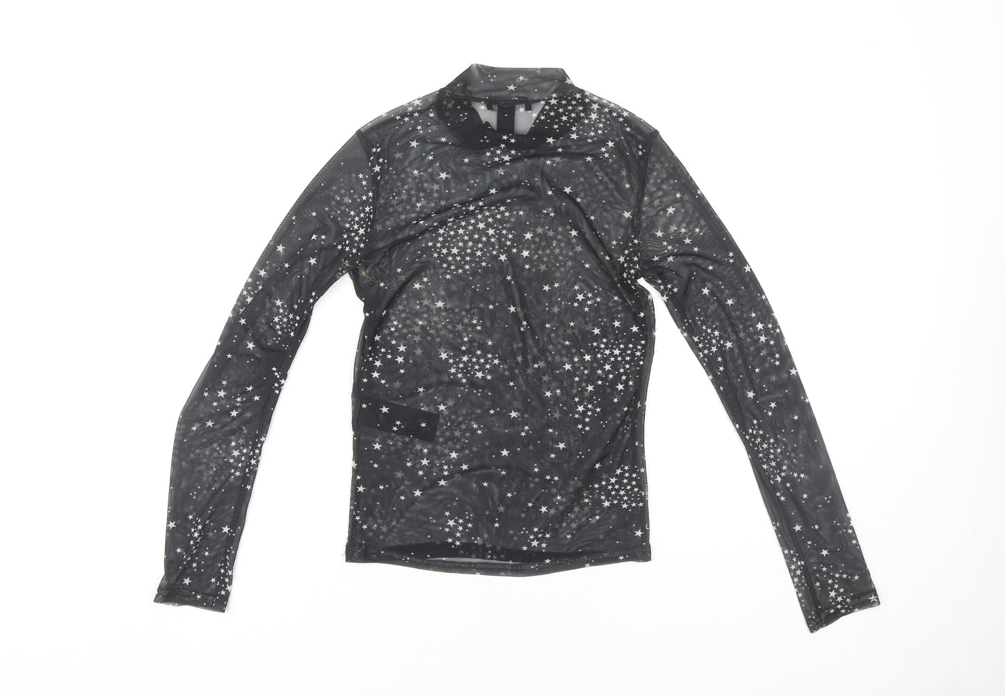 New Look Women's Black Star Jersey Top - Size 8