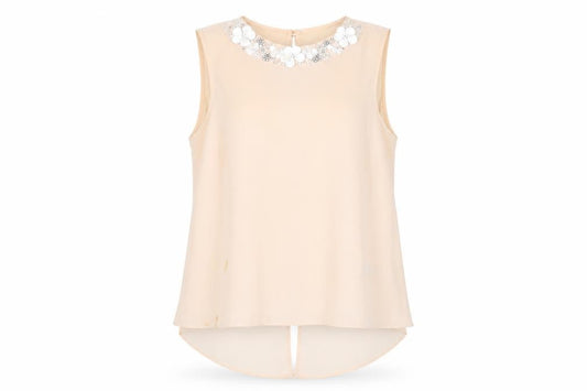 Womens UK Size 12 New Look Beige Basic Blouse
