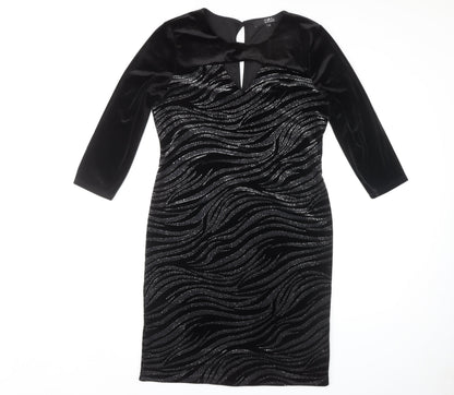 Star by Julien Macdonald Women's Black Glitter Bodycon Dress