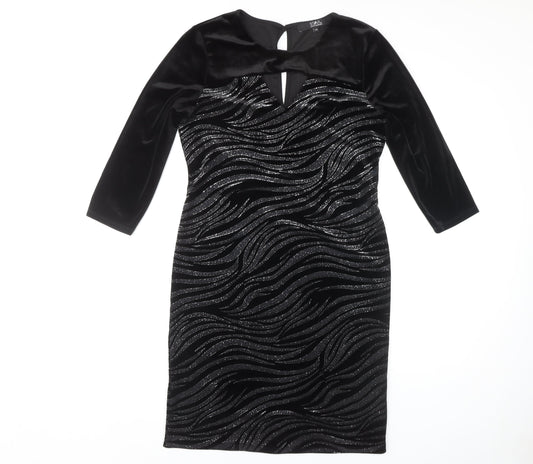 Star by Julien Macdonald Women's Black Glitter Bodycon Dress