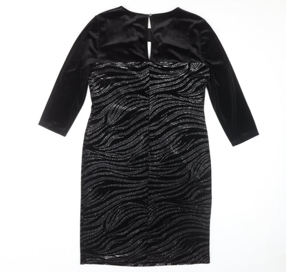 Star by Julien Macdonald Women's Black Glitter Bodycon Dress