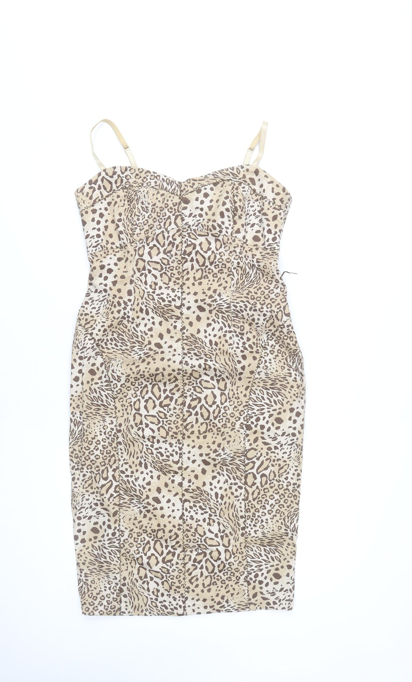 Dorothy Perkins Women Beige Animal Print Dress Size 12