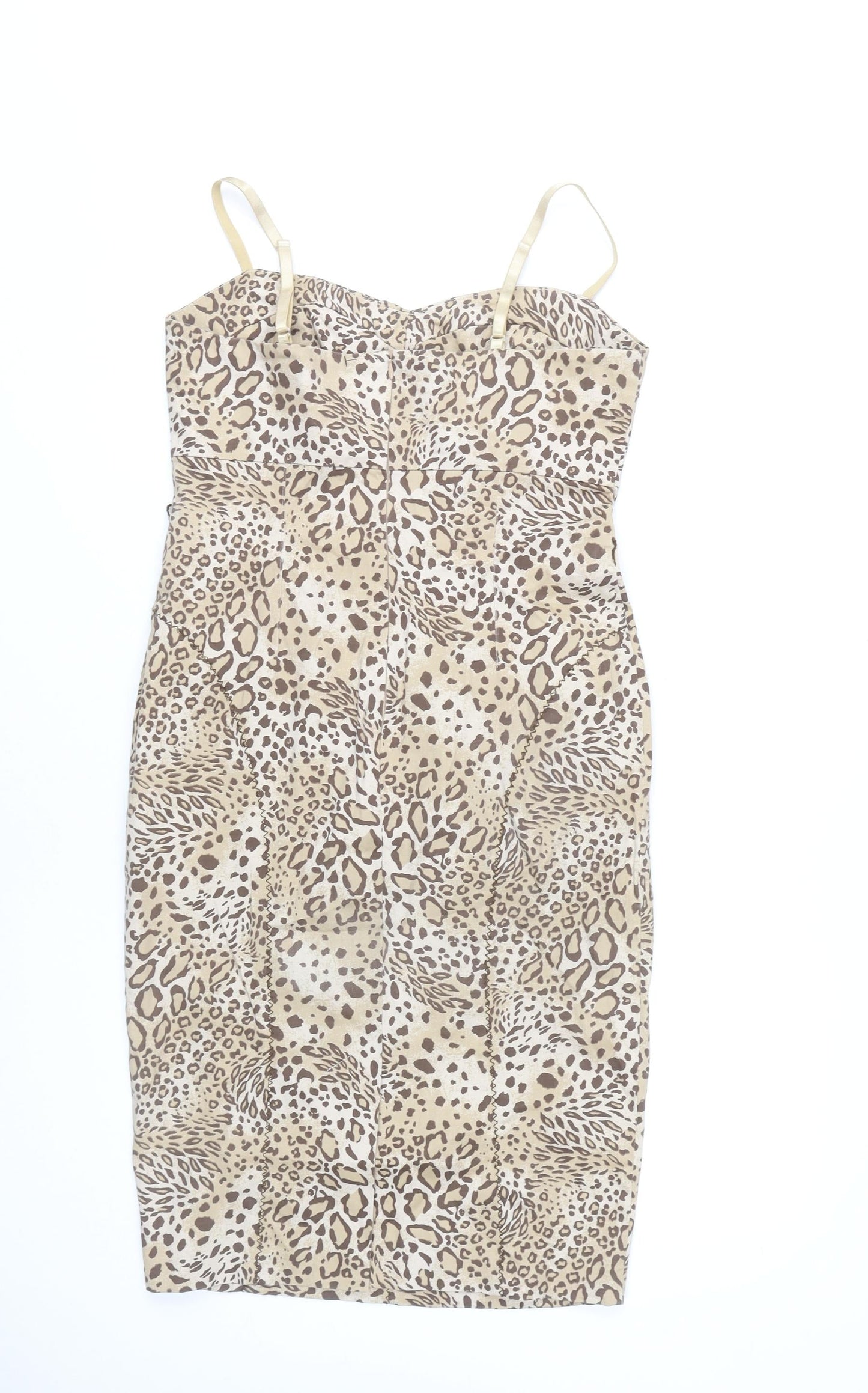 Dorothy Perkins Women Beige Animal Print Dress Size 12