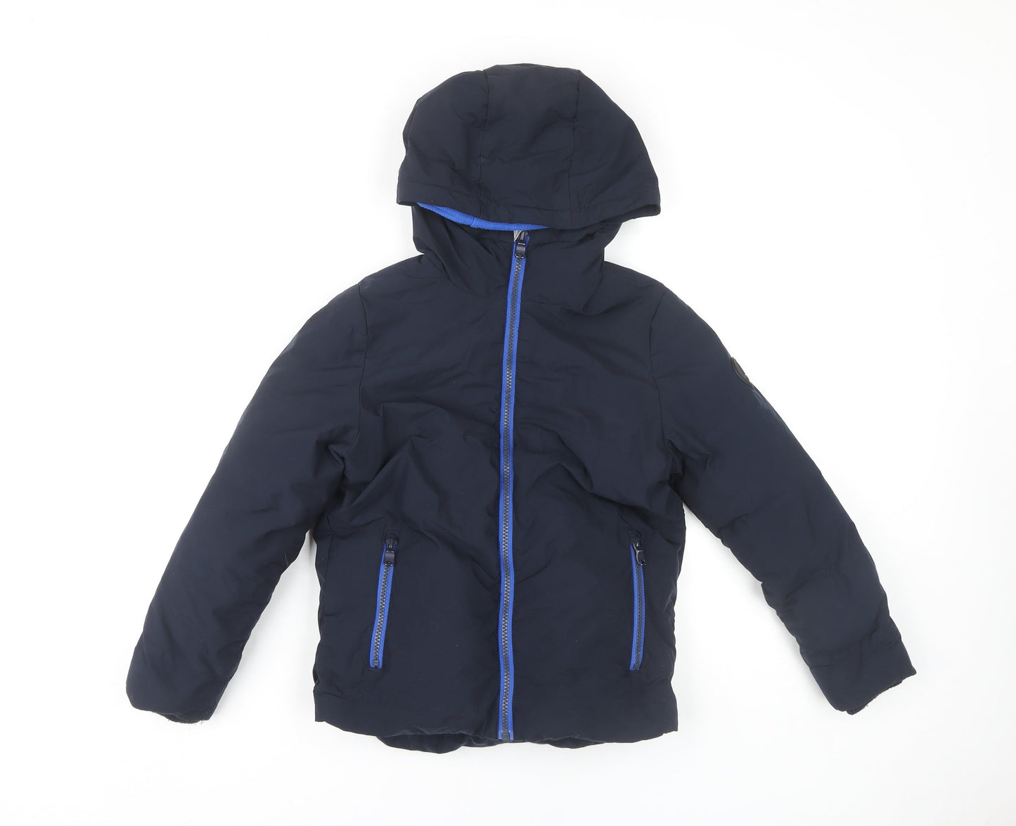 Next Boys Blue Puffer Jacket 7 Years - Hooded & Lined