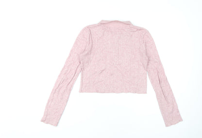 Womens UK Size S Zara Pink Cropped Polo