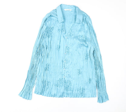 Womens UK Size 24 ELVI Blue Basic Button-Up