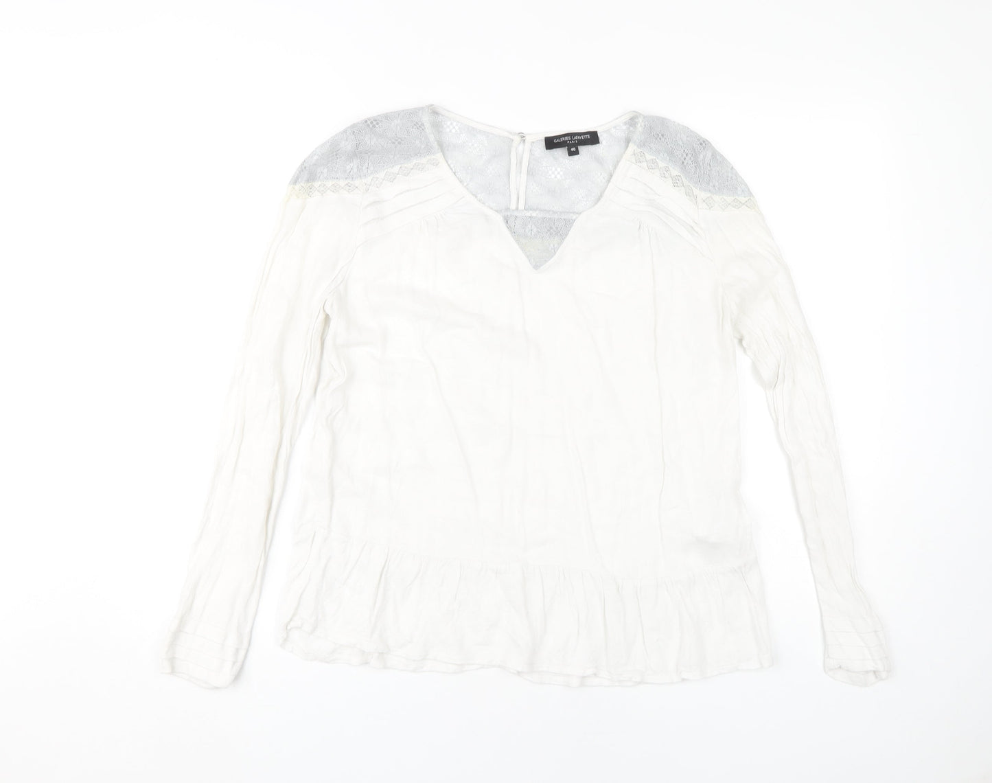 Galeries Lafayette Women's White Lace Tunic Top, Size 12