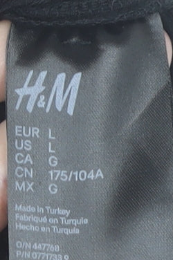 H&M Women's Black Bodysuit, Size L, V-Neck, Casual