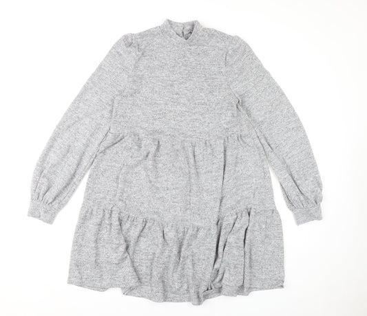 New Look Women's Grey Shift Dress - Size 8