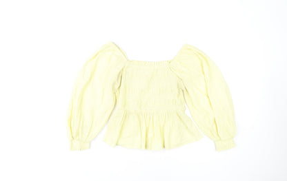 Womens UK Size 8 River Island Yellow Basic Blouse