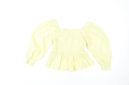 Womens UK Size 8 River Island Yellow Basic Blouse