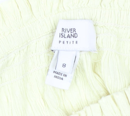 Womens UK Size 8 River Island Yellow Basic Blouse