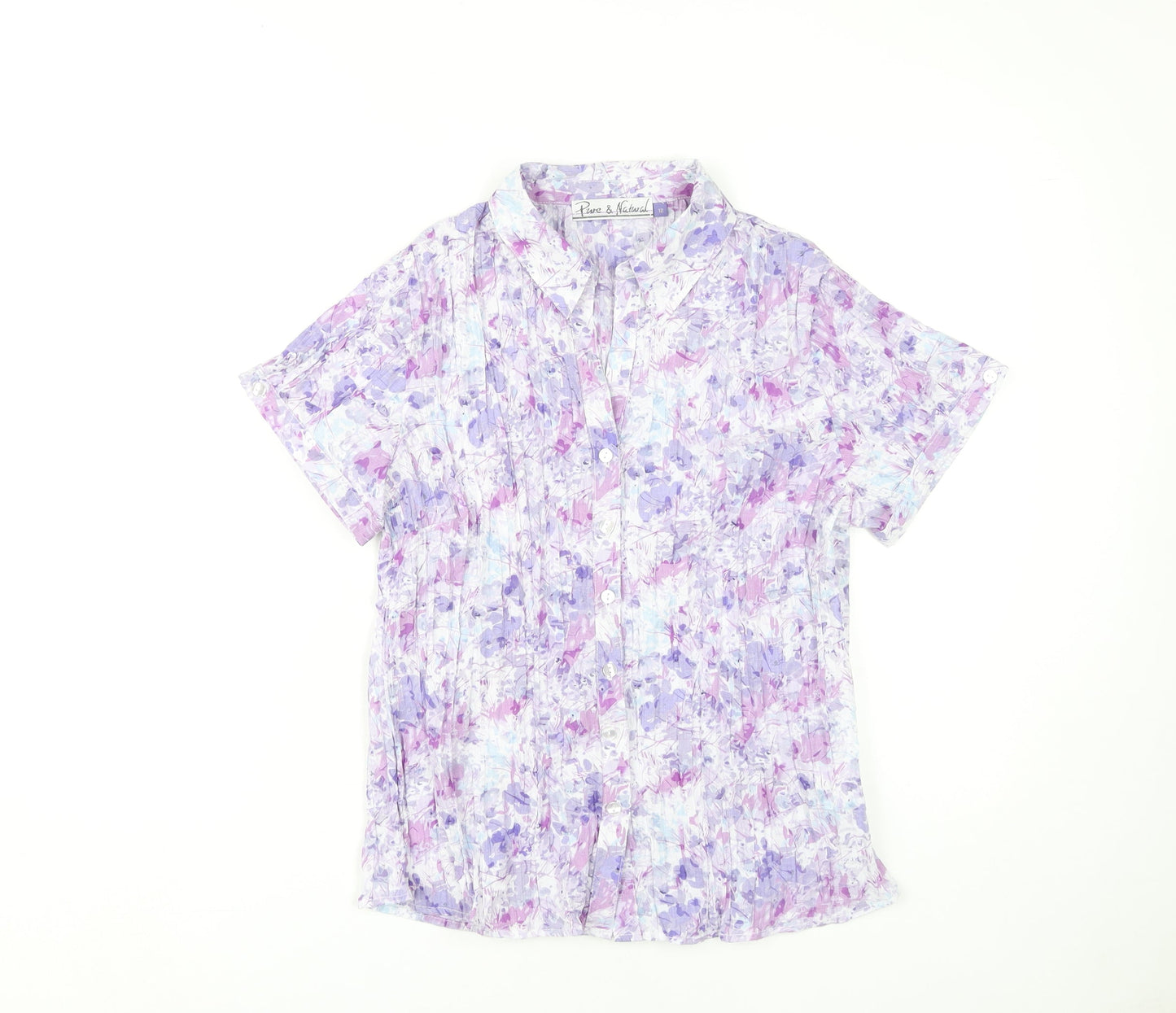 Womens UK Size 12 Pure & Natural Multicoloured Basic Button-Up