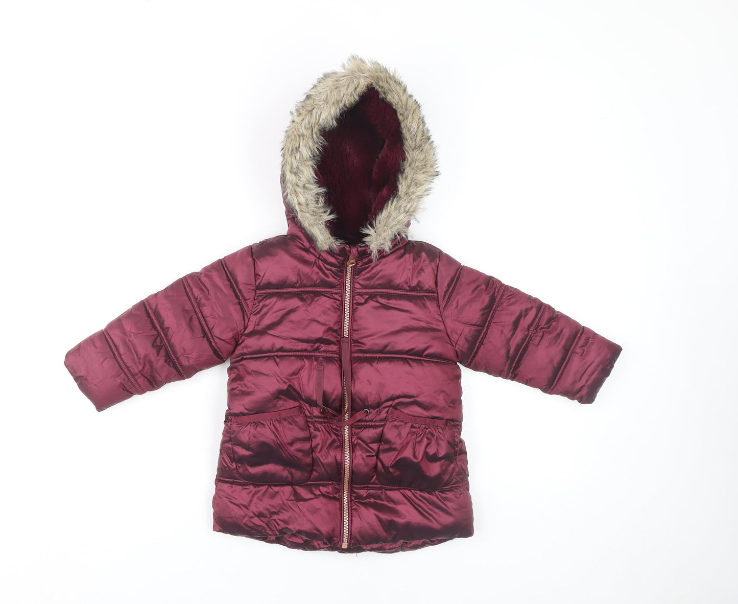 Next Unisex Red Puffer Jacket 12-18 Months with Hood
