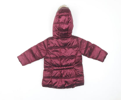 Next Unisex Red Puffer Jacket 12-18 Months with Hood