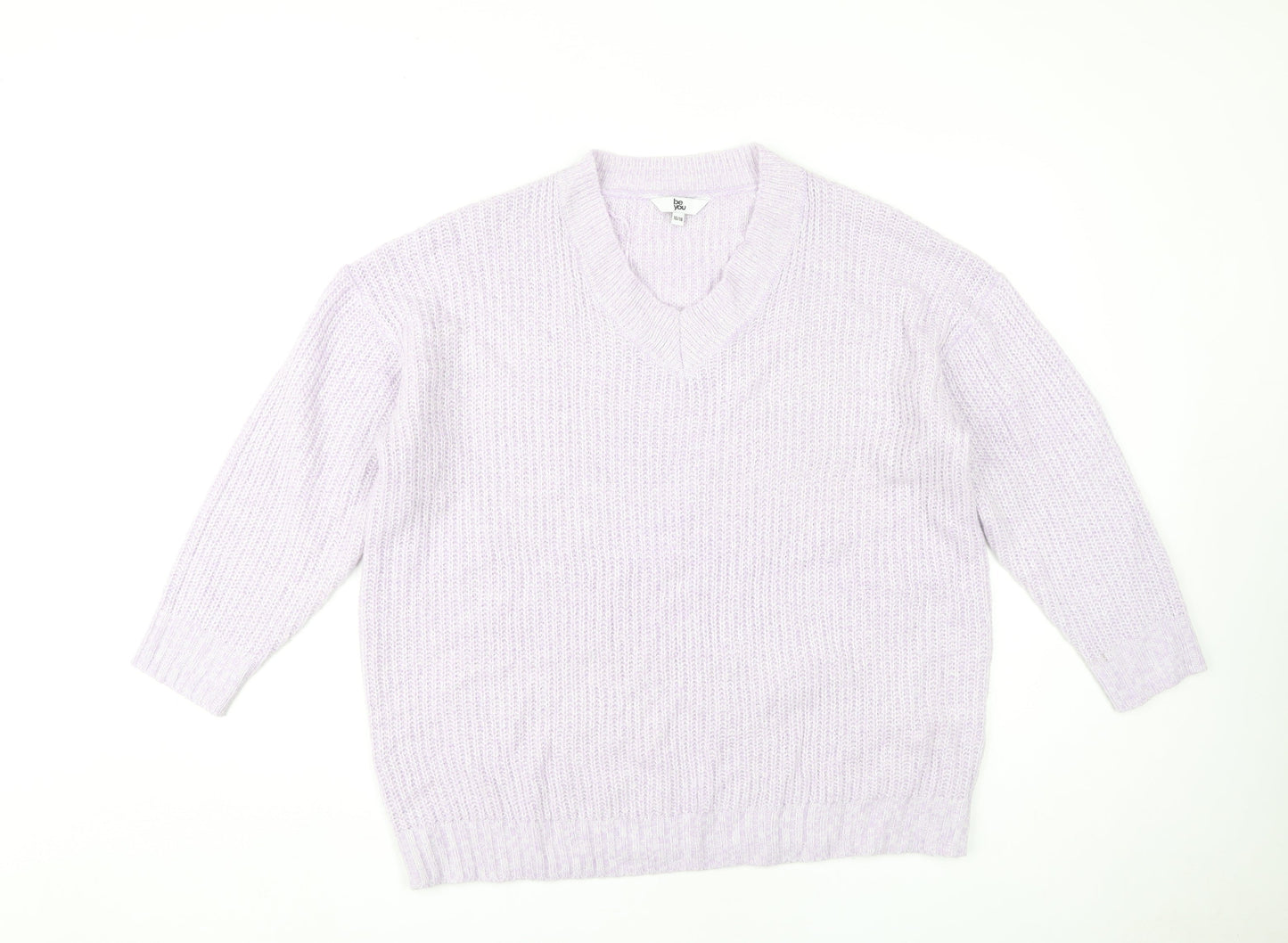 be you Women's Purple V-Neck Pullover Jumper Size 16/18