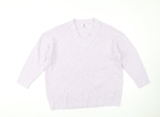 be you Women's Purple V-Neck Pullover Jumper Size 16/18