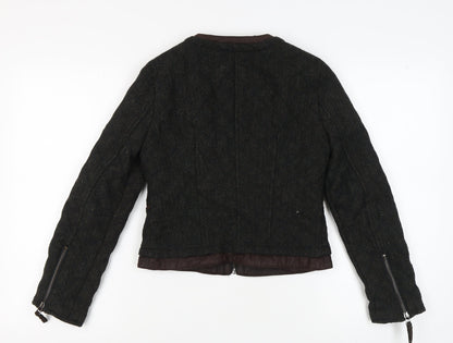 Zara Women Black Tweed Quilted Jacket Size S