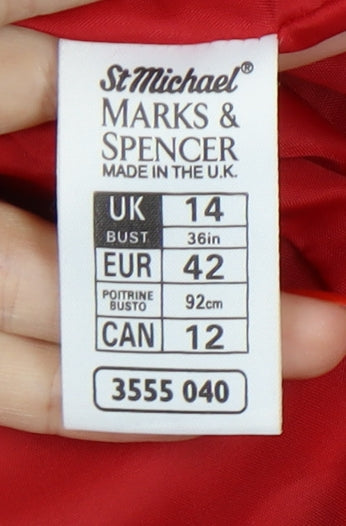 Womens UK Size 14 Marks and Spencer Red Pea Coat
