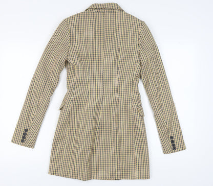 Bershka Women's Beige Check Double-Breasted Blazer XS