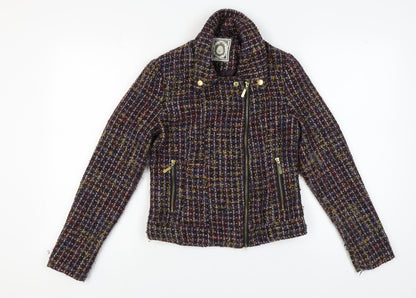 Womens UK Size 10 New Look Multicoloured Motorcycle Jacket