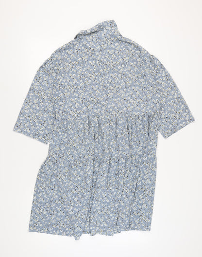 Love Sunshine Women's Blue Floral Shirt Dress