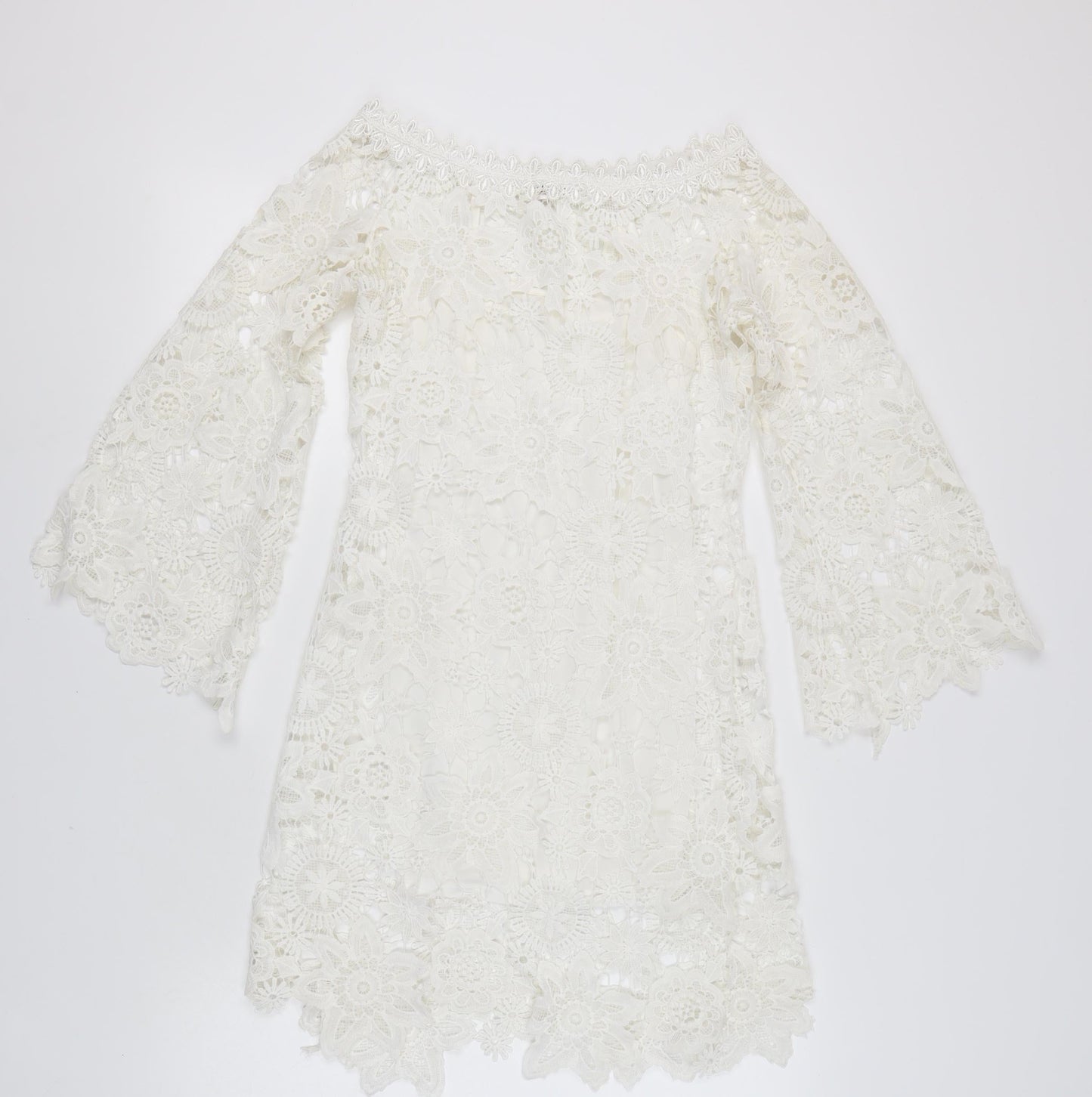 Missagi Women's Ivory Lace Off-Shoulder Dress Size 8