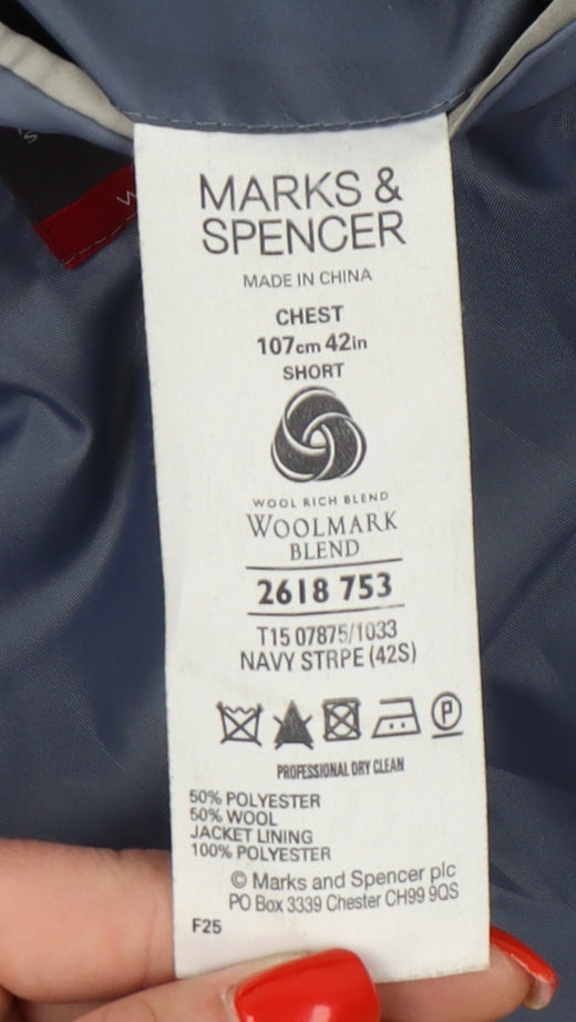 Mens UK Size 42 Marks and Spencer Regular Blue Suit Jacket