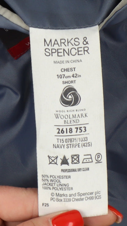 Mens UK Size 42 Marks and Spencer Regular Blue Suit Jacket